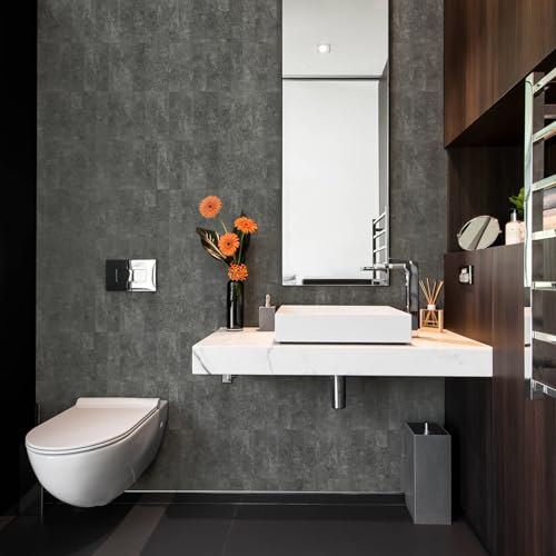 Vamos Tile Peel & Stick Backsplash on Subway Tile,40-Pack 3''x12'',Textured - color: Light Black Slate
