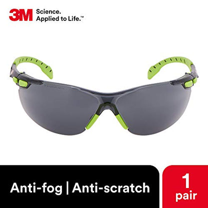 3M Safety Glasses, Solus 1000, Scotchgard Gray Lens, Green/Black Frame - style: Gray Lens, Green/Black Frame