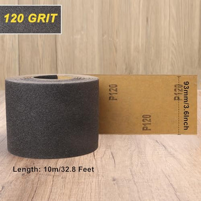 Sandpaper Roll 120 Grit, Wet Dry Sand Paper 3-2/3" Wide 11 Yard - style: 120 Grit