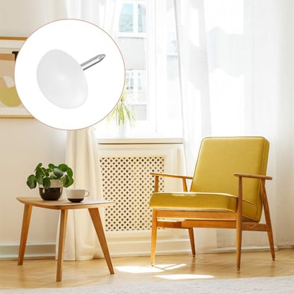 METALLIXITY Furniture Feet Nail (14mm/0.55in) 20Pcs, Plastic Half-Circles Chair Glides Sliders - for Chairs Sofa Furniture Sliders Protector Pad, White - size: 14mm/0.55in