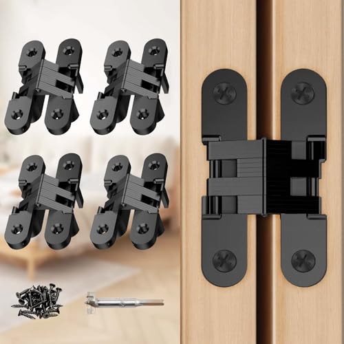 Hidden Door Hinge 0.63 * 2.76Inch 4Pack 180Degree Invisible Black - color: Black, size: 0.63*2.76Inch(4Pcs)