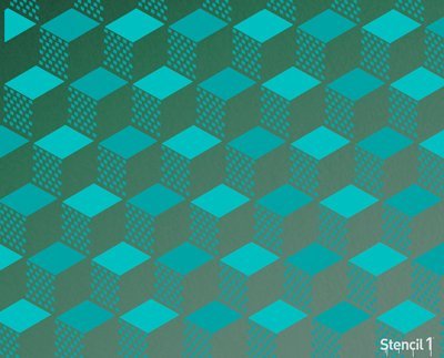 Stencil1 Geometric 3D Repeat Wallpaper Pattern Stencil - Reusable Premium Quality Mylar Stencils Painting Walls, Fabric, Furniture, Crafts, Decor - Allover Wall Effects - 11" x 11” - color: Geometric 3D Repeat Wallpaper Pattern Stencil