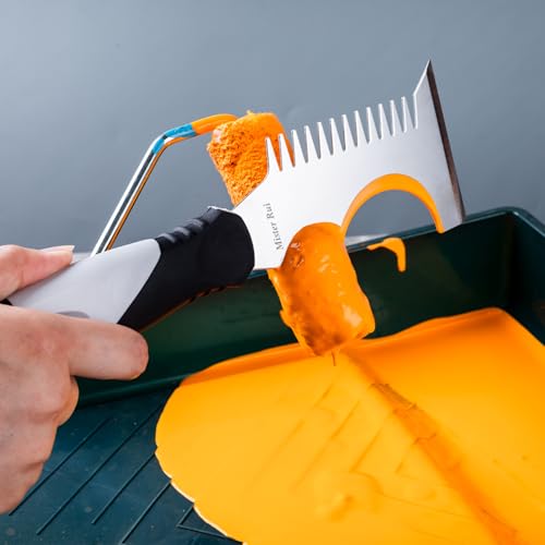 Mister Rui 5-in-1 Paint Brush Comb & Roller Cleaner, Stainless, Hammer Base - color: Black+gray