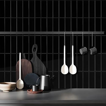 Select 5 Pack Peel and Stick Backsplash Square Tiles, 12x12 in, Black - color: Black, size: Rectangle Shape