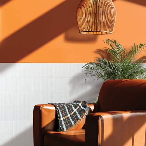 Smart Tiles Peel and Stick backsplash, Stacked Pure White, 11.43"x9" - color: Pure White