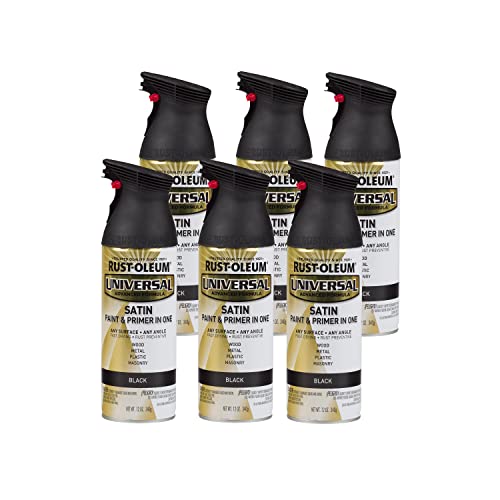 Rust-Oleum Universal All Surface Spray Paint, Satin Black - color: Black, size: 12 Ounce (Pack of 6)