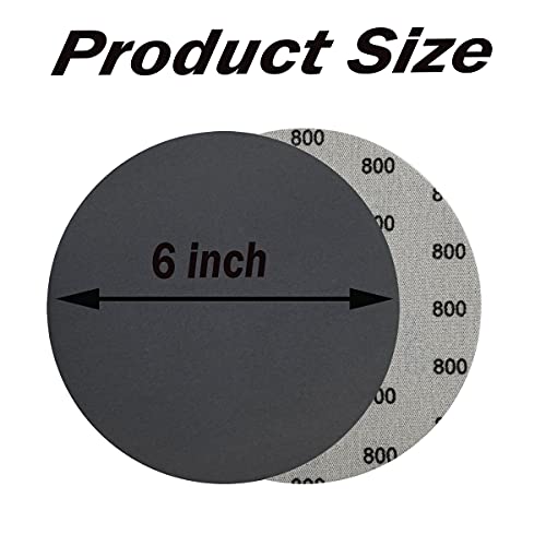 6 Inch 800 Grit Wet Dry Sandpaper，25 PCS Hook and Loop Sanding Discs - style: Grit 800