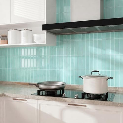 Peel and Stick Backsplash Tile for Kitchen, 10 Sheets, 11.42''x9'' - color: Mint Green