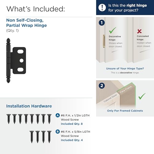 Amerock 3/4" Partial Wrap Matte Black Decorative Cabinet Hinge - color: Matte Black