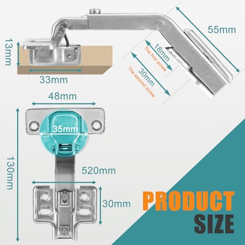 HBL' 165°& 135° Lazy Susan Cabinet Hinges, Two Doors Corner Cabinet Hinges - size: 2 Set