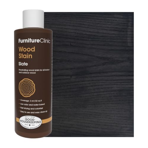 Furniture Clinic Wood Stain | Slate | Water Based | Fast Drying, Low Odor, & Non-Toxic | for Indoor & Outdoor Furniture and More | Multiple Finishes | (8.5oz / 250ml) - color: Slate, size: 250ml / 8.5 Fl Oz