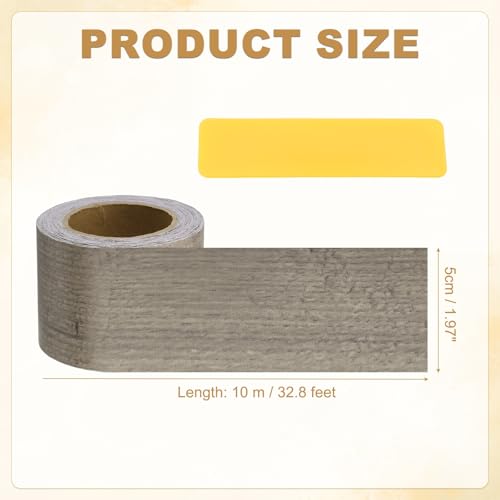 Wood Grain Repair Tape 2" x33', Self Adhesive Realistic Textured Repair Patch Peel and Stick Wood Tape with Scraper for Floor Door Window Furniture Table Gray Oak