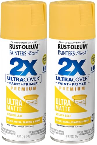 Rust-Oleum 331186 Painter's Touch 2X Ultra Cover Spray Paint, 12 oz, Ultra Matte Golden Leaf (Pack of 2) - color: Ultra Matte Golden Leaf, size: 12 Ounce (Pack of 2)
