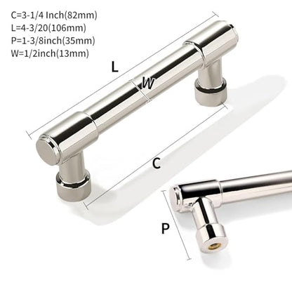 10 Pack 3-1/4 Inch Polished Nickel Drawer Pulls Cabinet Hardware Handles for Cabinets & Cupboards - color: Polished Nickel, size: 3-1/4"(82mm) Hole Center