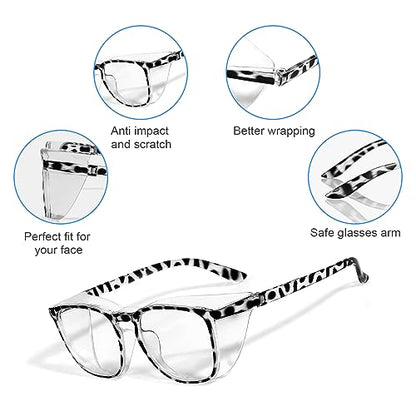 Safety Glasses Goggles for Women Girls Anti Fog Protective Eyewear Glasses - color: Blue+ New-tortoise