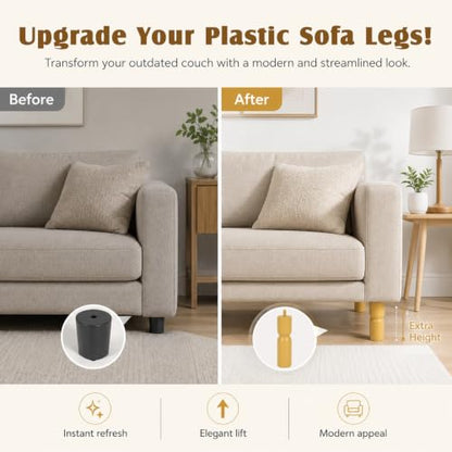5.1 Inch wooden legs for furniture set of 4 Wood Furniture Legs Couch Feet Colorful Round Sofa Furniture Replacement Solid Wood Furniture Feet for Couch Bed Chair Cabinet Bookcase Dresser Ottoman - color: Yellow