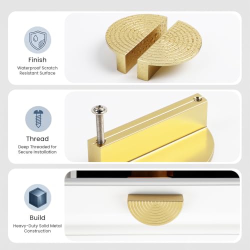 BaiNong 4 Pack Gold Drawer Pulls 3" Cabinet Handles Traditional Retro - color: 4 Pack 3" Semicircle
