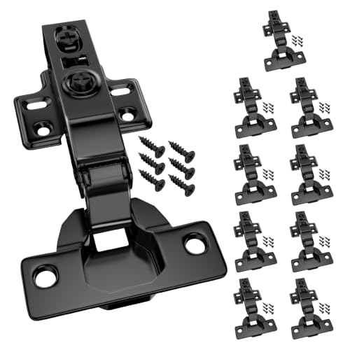 Mousike Soft Close Quiet European Concealed Hinges, Full Overlay Frameless Adjustable Hinges for Kitchen Cabinet Doors, Cupboard Hardware 10 Pack