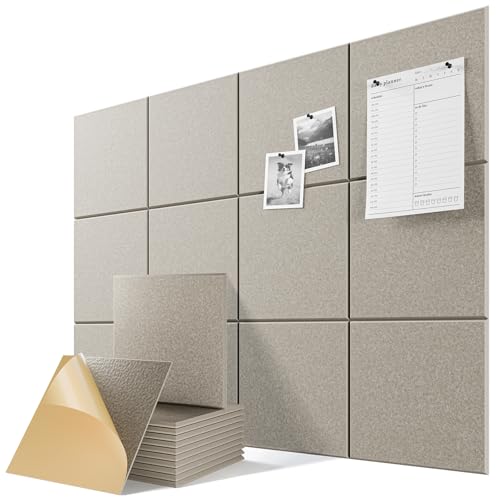 6-Pack Self-Adhesive Acoustic Panels, 12" X 12" X 0.4" High-Density Sound Proof Foam Panels for Walls, 36" x 24" Felt Bulletin Board, Soundproof Wall Panels for Home & Office (Camel) - color: Camel, size: Basic 6-Pack