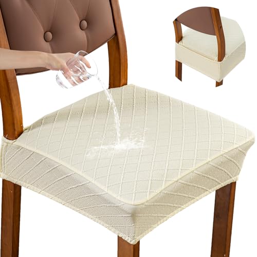 Genina Waterproof Chair Covers for Dining Room,Set of 2,Beige - color: Beige, size: 2PCS