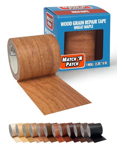 MATCH 'N PATCH Wood Grain Repair Tape - Wheat Maple, 2.25 in x 15 ft (1-Pack) – Wood Grain Colored Duct Tape for Mirror Frame, Trim, Borders, Floor and Other Furniture, Scratch Repair Kit - color: Wheat Maple, size: 2.25" x 15'