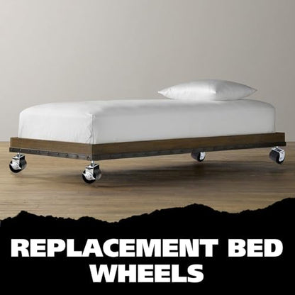 King's Brand Heavy Duty Caster Wheels for Bed Frame ~Set of 4~ (2 Locking & 2 None Locking) - size: 2"W x 2"D x 4"H