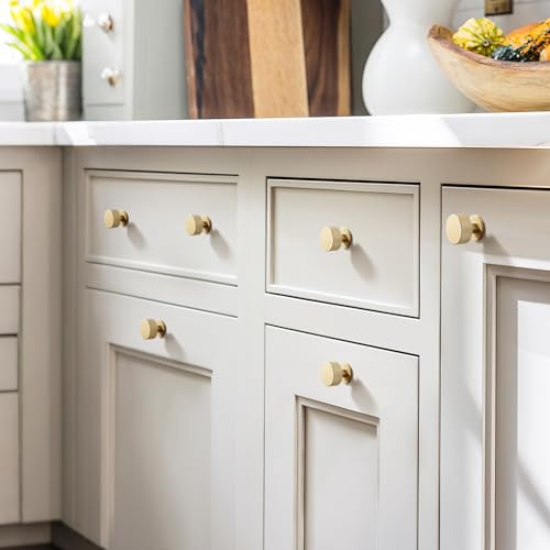 Gold Knurled Cabinet Knobs，1-1/4 Inch Drawer Pulls，6 Pack - color: Gold