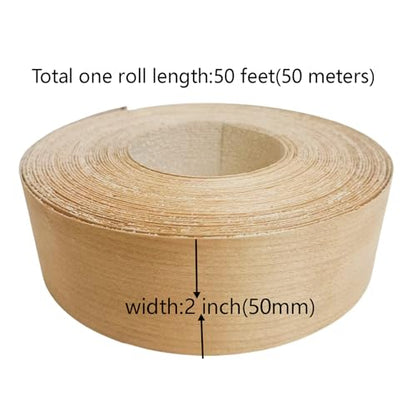 Cherry Wood Veneer Edge Banding Strip 2 Inch,Preglued Iron On with Hot Melt Adhesive Edgebanding Roll, Flexible Wood Tape for Plywood Cabinet Furniture Repair (2" x50') - size: 2" x50'