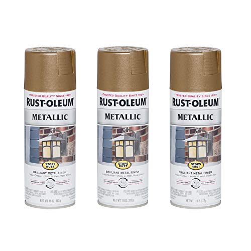 Rust-Oleum Stops Rust Metallic Spray Paint, Antique Brass - color: Antique Brass, size: 11 Ounce (Pack of 3)