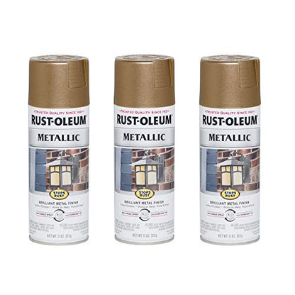 Rust-Oleum Stops Rust Metallic Spray Paint, Antique Brass - color: Antique Brass, size: 11 Ounce (Pack of 3)