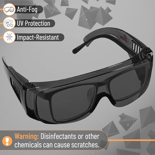 UNCO- Safety Goggles Over Glasses, Protective Goggles, Anti Fog, Work, Safety Glasses Over - color: Tinted Lens, size: 1 Pack