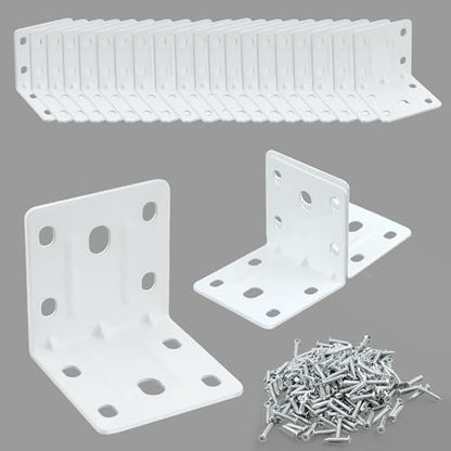 Alise 30 Pack White 2x2in L Brackets Heavy Duty Metal for Wood Furniture - color: White, size: (30P) 2X2 inch