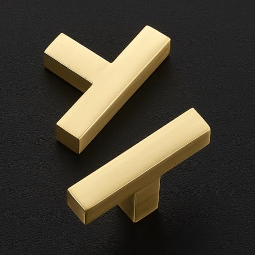 Ravinte Brushed Gold Cabinet Handles Solid Cabinet Pulls Single Hole 5 Pack - color: Brushed Gold, size: Single Hole