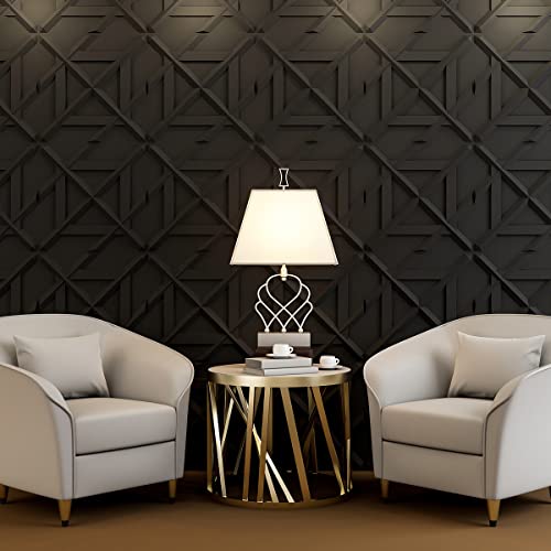 Art3d Decorativ PVC Glue-Up 3D Wall Panel, 19.7 x 19.7 in, 12-Pack, Black - color: ‎Black
