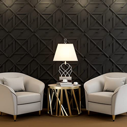 Art3d Decorativ PVC Glue-Up 3D Wall Panel, 19.7 x 19.7 in, 12-Pack, Black - color: ‎Black