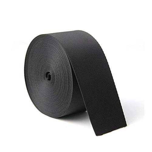 JIAKAI 2 Inch Wide 10 Yards Nylon Webbing Strap，Polypropylene Straps for Bags, Hammocks, Outdoor Climbing and DIY Making Luggage Strap, Pet Collar, Backpack Repairing (Black) - size: 2Inch