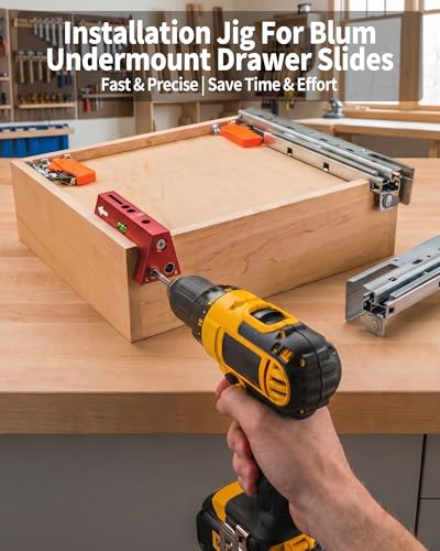 VASTHOME for Blum Undermount Drawer Slides Jig Works with Blum Tandem Drawer Slides 21'' Non-Suspended Drill Guide Jig with Built-in Level, Aluminum Alloy Construction for Stable Fast and Durable Use