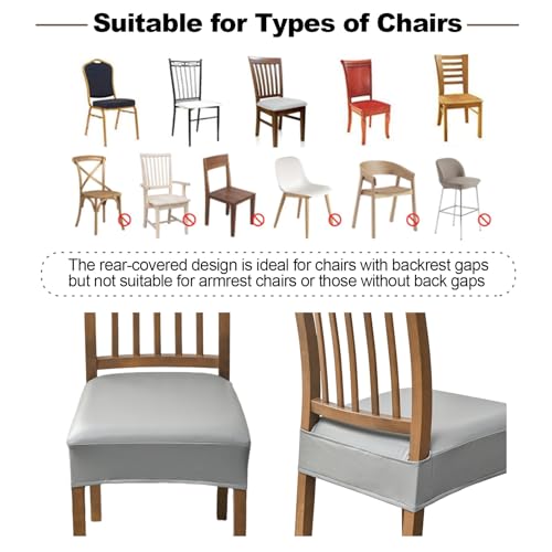 FUANGUI Dining Chair Covers Set of 2, Kitchen Chair Seat Covers - color: Pu-grey