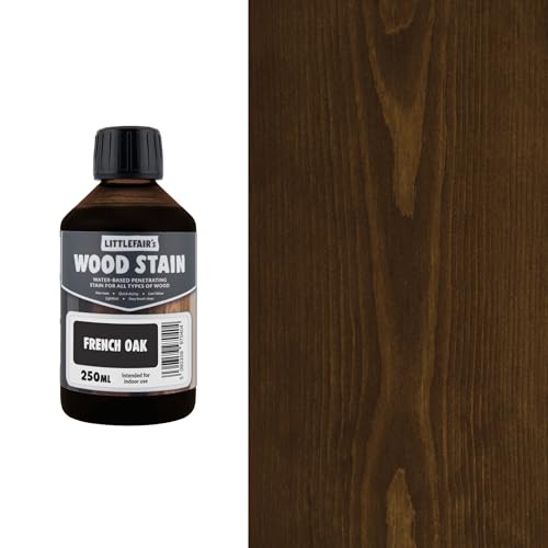 Littlefair's Wood Stain Water Based - 8.5oz/250ml - Indoor Furniture Stain Light & Dark Finishes - Special Non Toxic & Eco Friendly Formula - Wood Stain for Crafts - Color: French Oak - color: French Oak, size: 8.5oz/250ml
