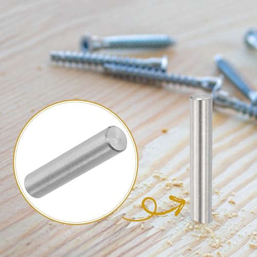 PATIKIL 8mm x 40mm Dowel Pin Stainless Steel, 6 Pcs 304 Stainless Steel Pegs Shelf Pins Rod Support Metal Fasten Elements for Shelves Furniture Fixing Component, Silver - size: 8mm x 40mm