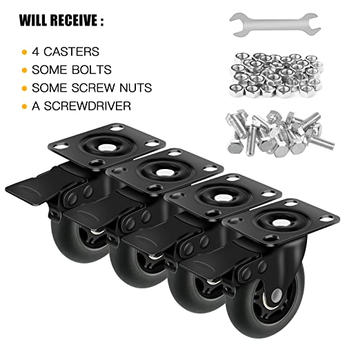 Apllamo 3” Lock Casters Set of 4 Heavy Duty 2000 LBS Total Load
