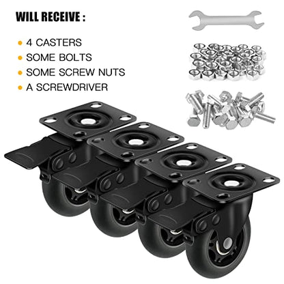 Apllamo 3” Lock Casters Set of 4 Heavy Duty 2000 LBS Total Load