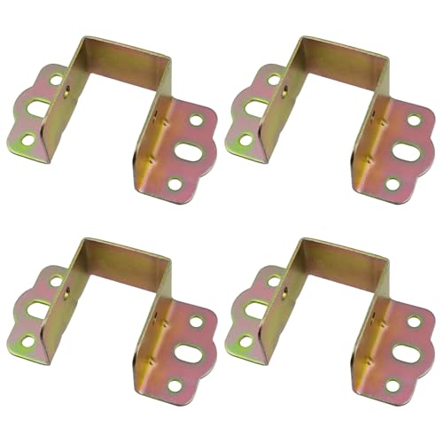 Coshar 4Pcs Heavy Duty Bed Rail Fittings U-Shape Bed Frame Brackets Adapter - color: Gold, size: 1.4"