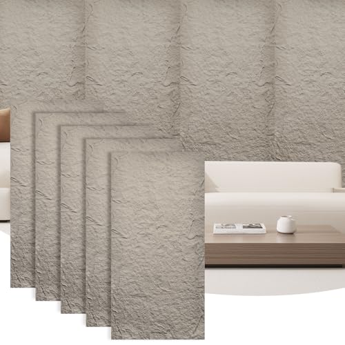 Faux Stone Wall Panels, 5-Pack 3D PU Cement-Texture Panels, Cement - color: Cement Gray