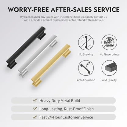 Lardmon 10 Pack 6.3 Inch(160mm) Hole Center Brushed Gold Kitchen Cabinet Handles Modern Cabinet Pulls Kitchen Cabinet Hardware Solid Drawer Pulls Handles for Dresser, Total Length 7.28 Inch - color: Brushed Gold, size: 6.3 Inch Hole Center
