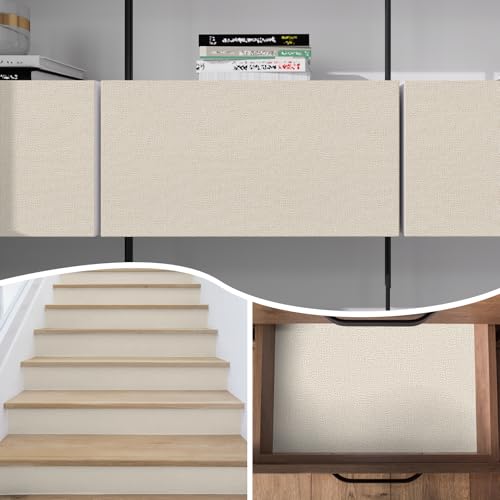 Grasscloth Peel and Stick Wallpaper Khaki Textured Contact Paper, set of 17.3 x 200 Inches Removable Wallpaper for Bedroom, Countertop, Classroom, Cabinet and Drawer, Renter Friendly Wall Paper - color: Khaki, size: 17.3" x 200"