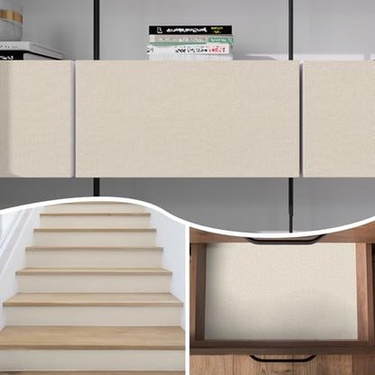Grasscloth Peel and Stick Wallpaper Khaki Textured Contact Paper, set of 17.3 x 200 Inches Removable Wallpaper for Bedroom, Countertop, Classroom, Cabinet and Drawer, Renter Friendly Wall Paper - color: Khaki, size: 17.3" x 200"
