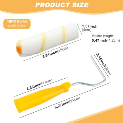 10Pack 6 Inch Paint Rollers Microfiber Paint Roller Cover with Roller Frame