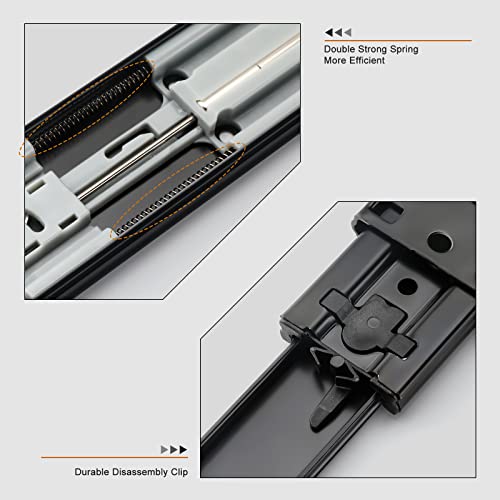 LONTAN 2 Pairs Black Soft Close Drawer Slides 18 Inch Heavy Duty Runners - color: Black, size: 18 Inch