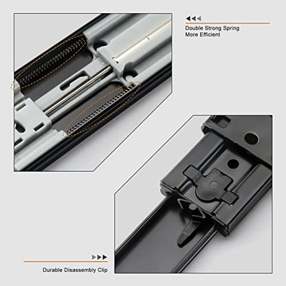 LONTAN 2 Pairs Black Soft Close Drawer Slides 18 Inch Heavy Duty Runners - color: Black, size: 18 Inch